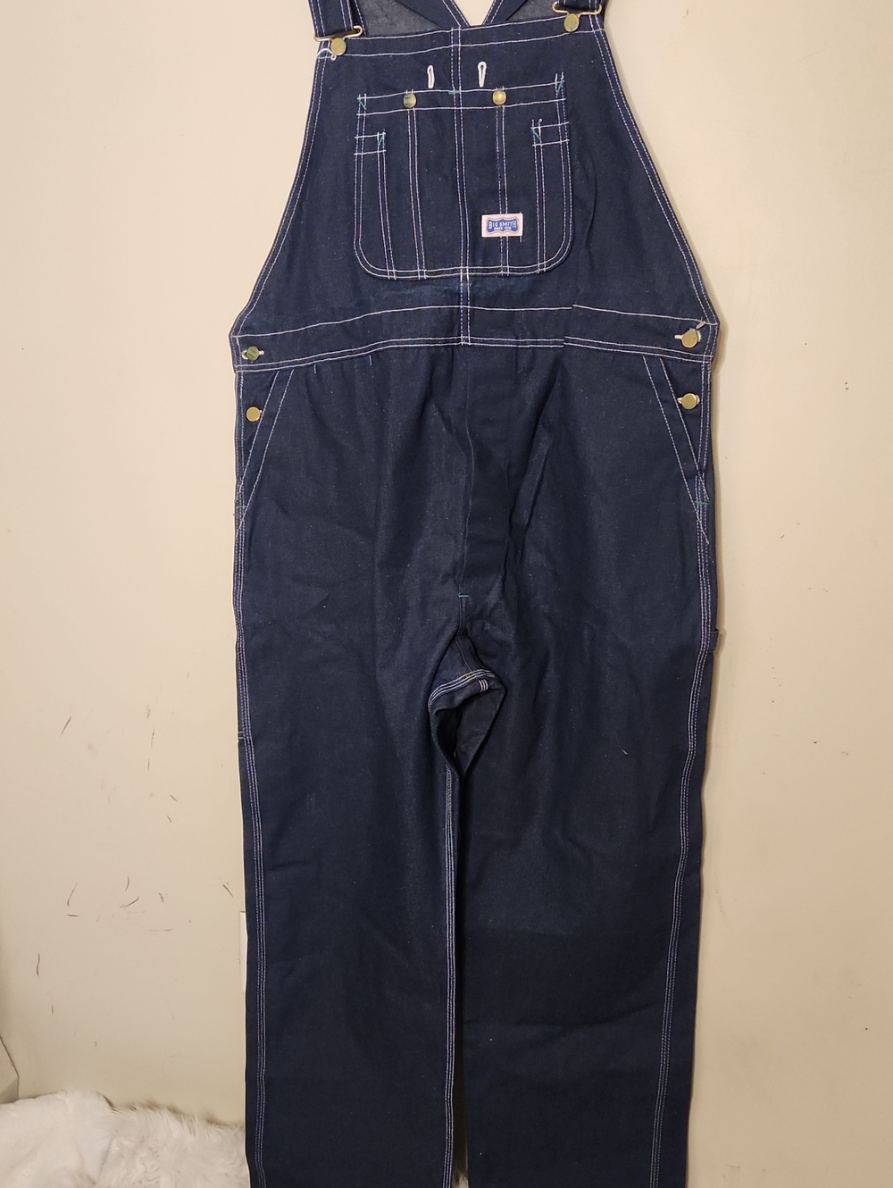 SMITH Vintage Button Fly Navy Relaxed Men’s Denim Cargo Overalls